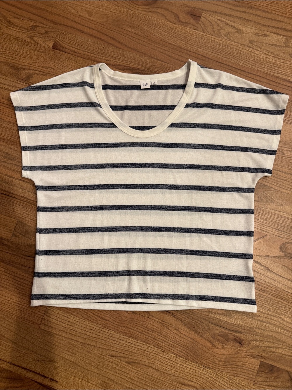 GAP White and Navy Striped Short-Sleeve Crew Tee
